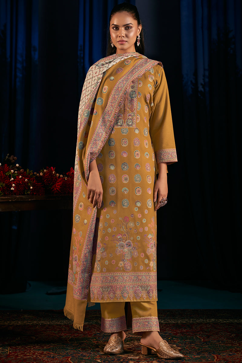 Premium Pure Wool Pashmina Meena Jacquard Salwar Suit