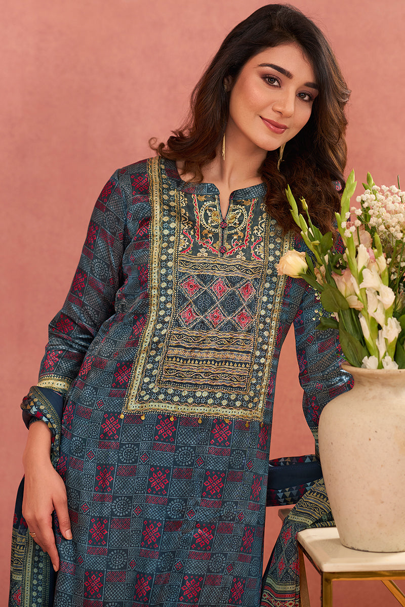 Premium Bemberg Gajji Silk Digital Printed Salwar Suit