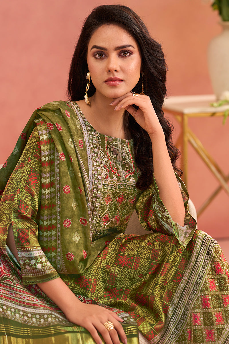 Premium Bemberg Gajji Silk Digital Printed Salwar Suit
