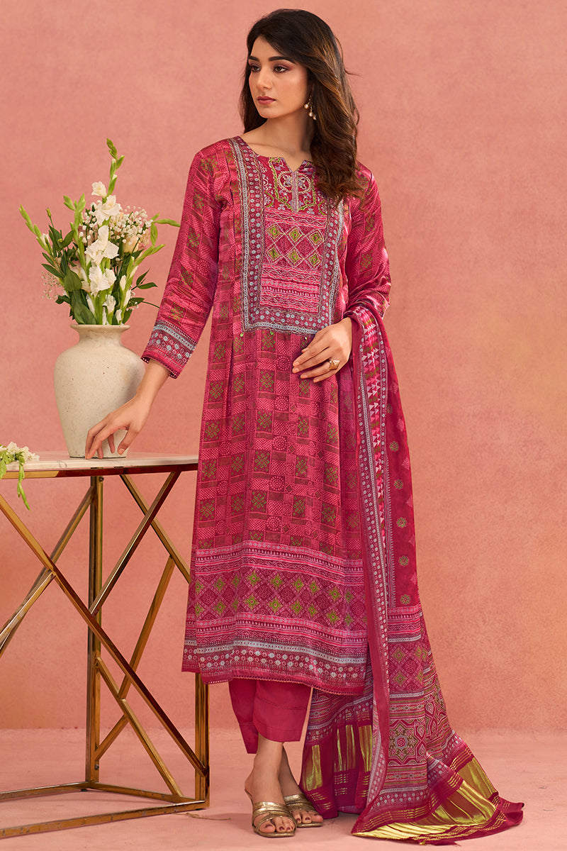 Premium Bemberg Gajji Silk Digital Printed Salwar Suit