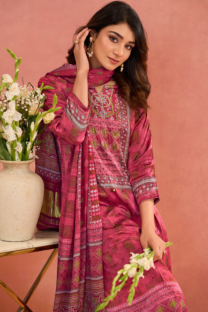 Premium Bemberg Gajji Silk Digital Printed Salwar Suit