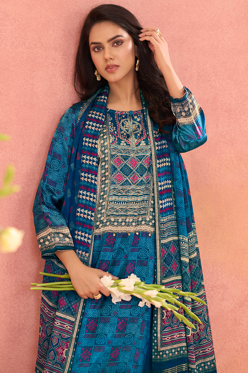 Premium Bemberg Gajji Silk Digital Printed Salwar Suit