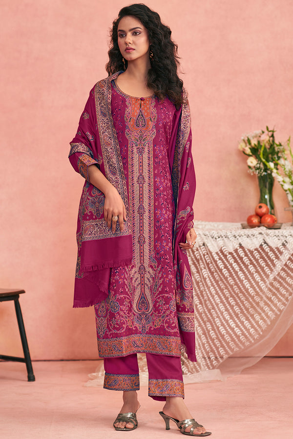 Premium Pure Wool Pashmina Meena Jacquard Salwar Suit