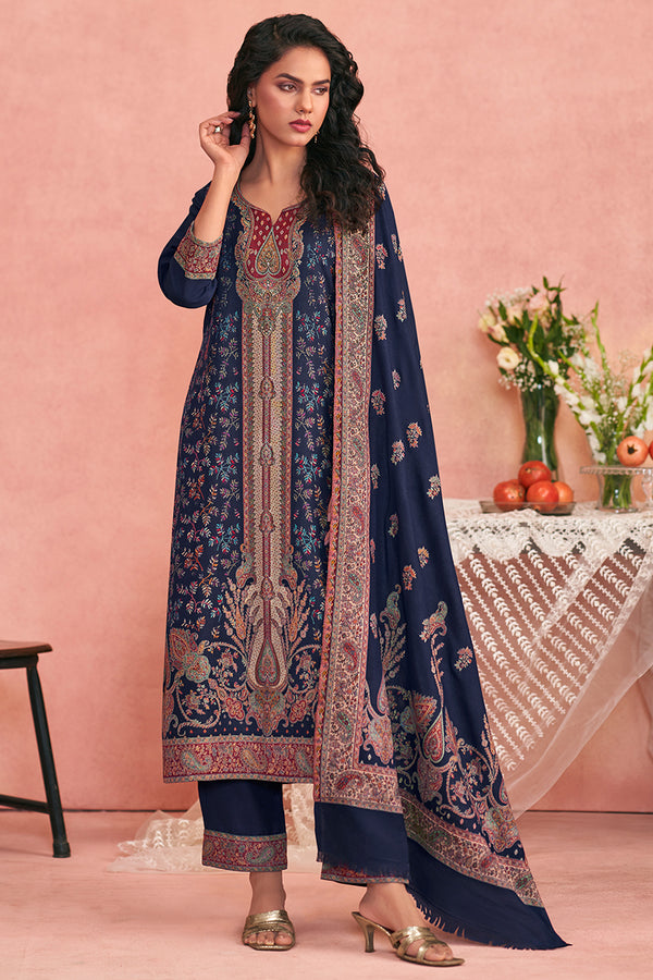 Premium Pure Wool Pashmina Meena Jacquard Salwar Suit