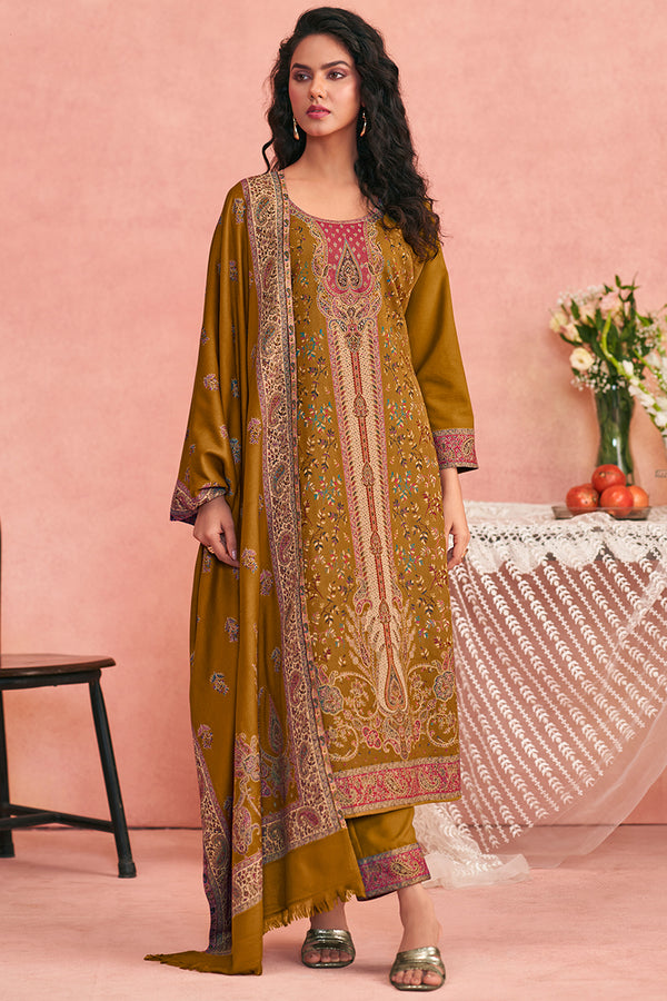 Premium Pure Wool Pashmina Meena Jacquard Salwar Suit