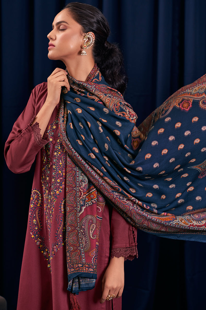 Premium Pure Pashmina Solid With Heavy Kashmiri Embroidered Suit