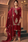 Pure Viscose Velvet Embroidered Salwar Suit