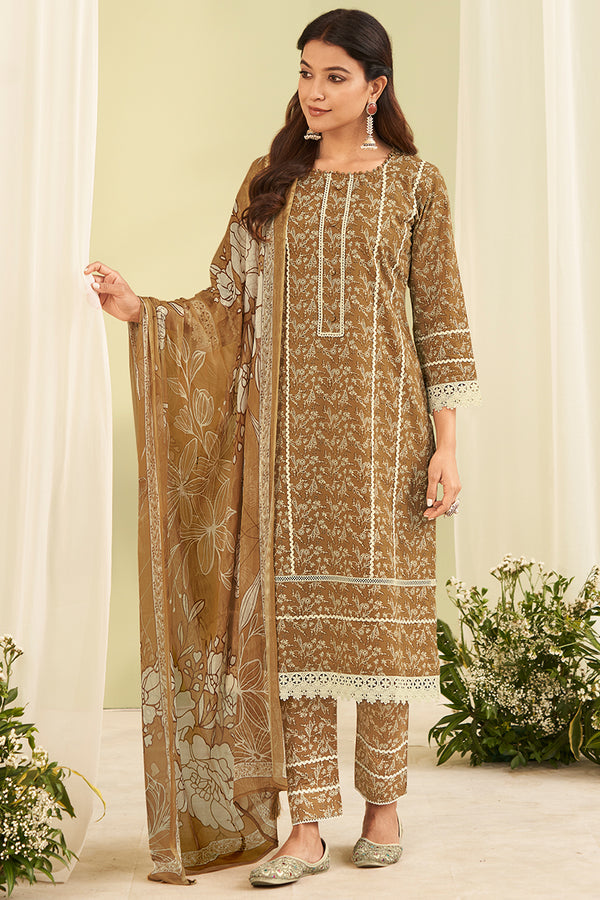 Superior Cotton Block Printed With Laces Salwar Suits