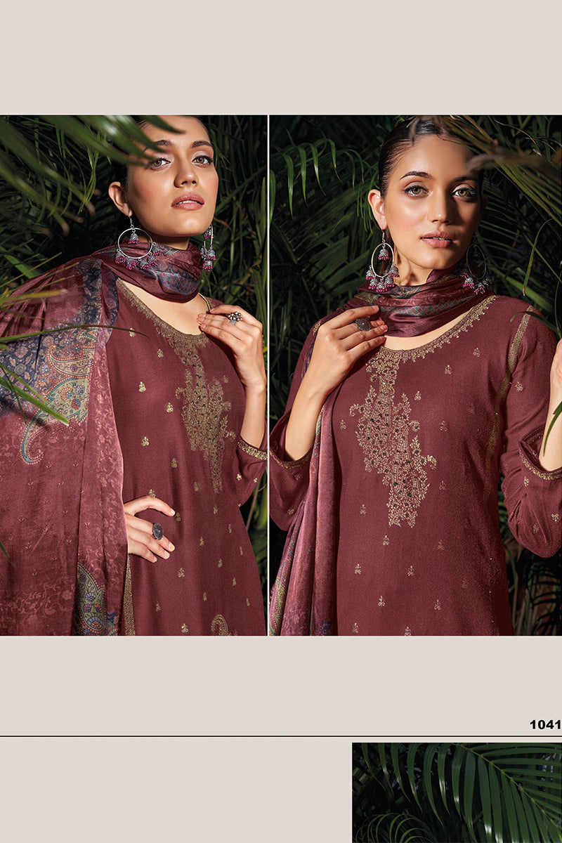 Sarang Pure Meena Woven Pashmina Salwar Suit Design 1051