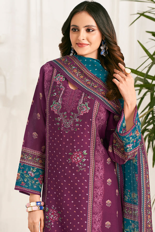 Pure Mul Chanderi Digital Printed Handwork Salwar Suit
