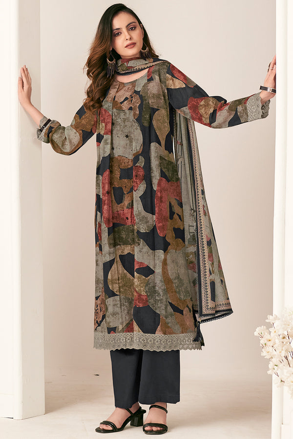 Pure Mul Chanderi Digital Print With Handwork Salwar Suit