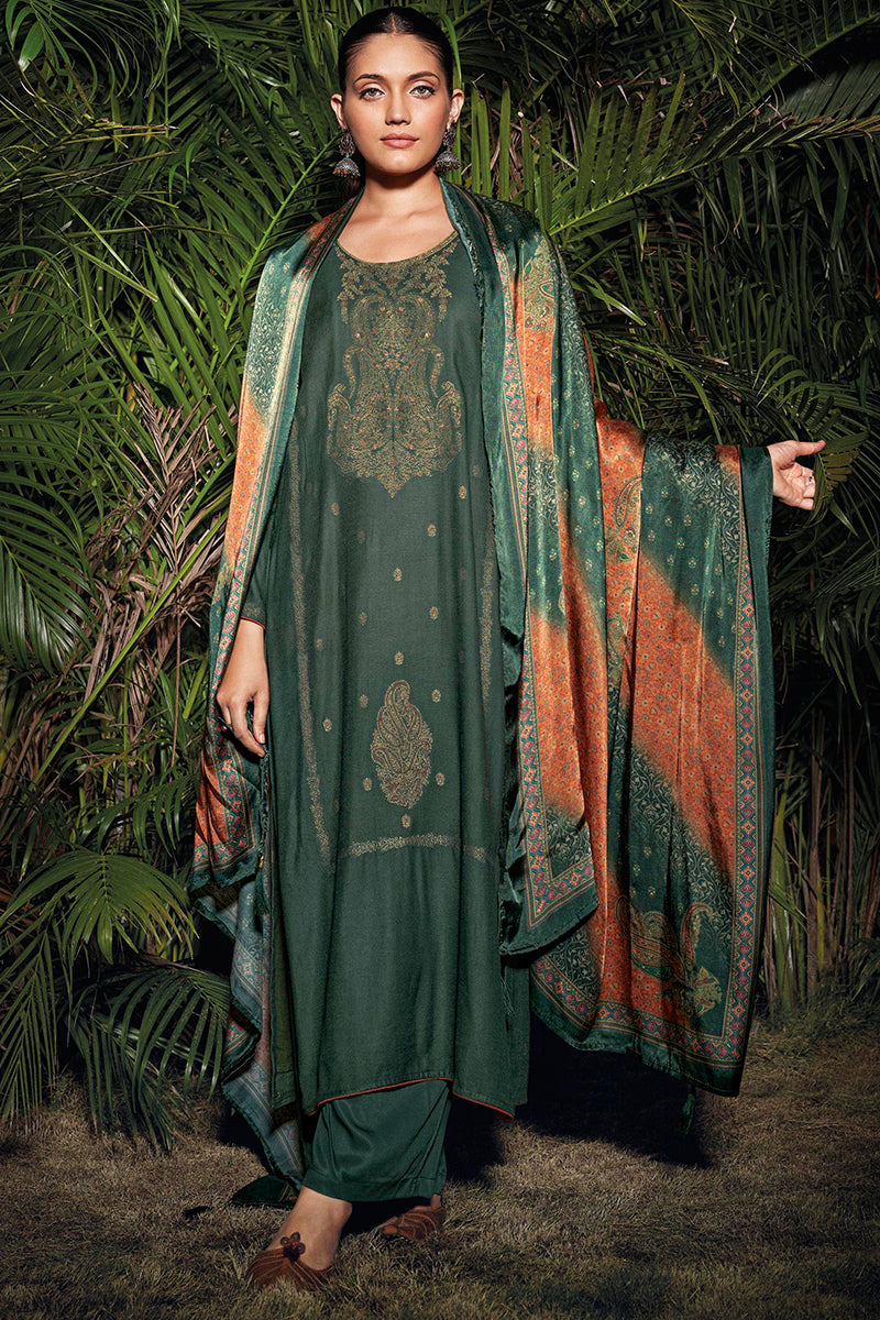 Sarang Pure Meena Woven Pashmina Salwar Suit Design