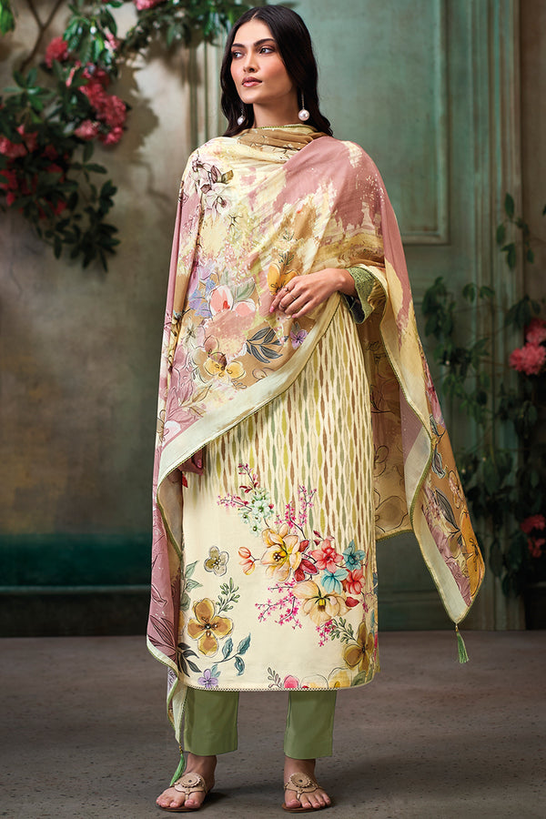 Superior Cotton Digital Print With Pearl Handwork Salwar Suit