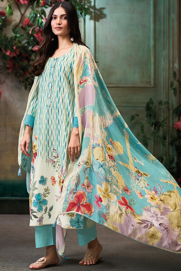 Superior Cotton Digital Print With Pearl Handwork Salwar Suit