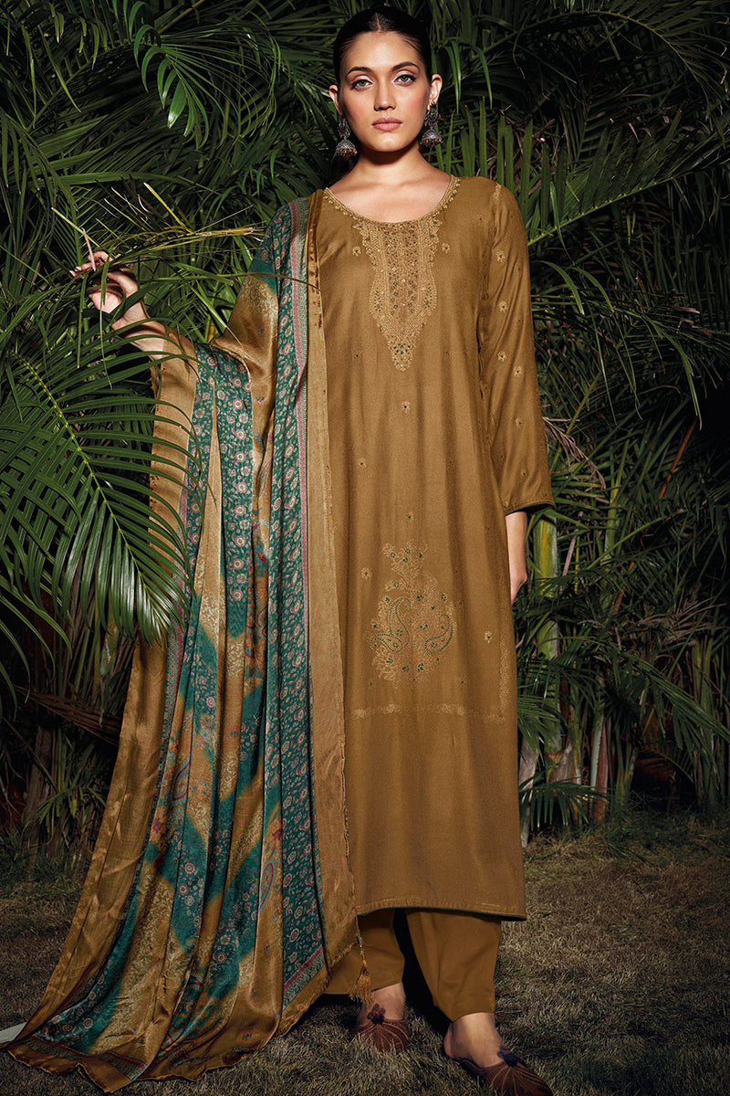 Sarang Pure Meena Woven Pashmina Salwar Suit Design 1055