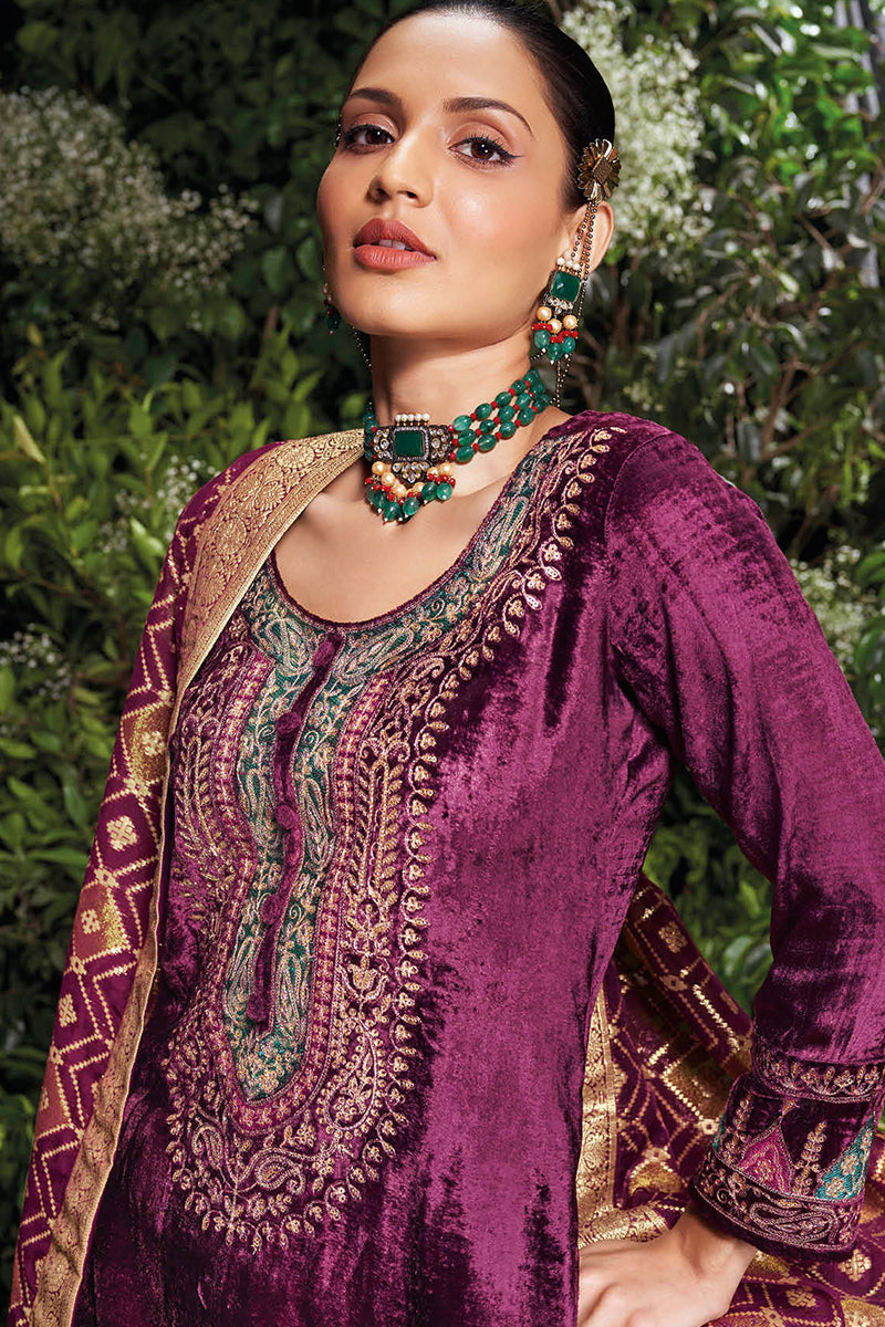 Saanjh Pure Silky Velvet Salwar Suit