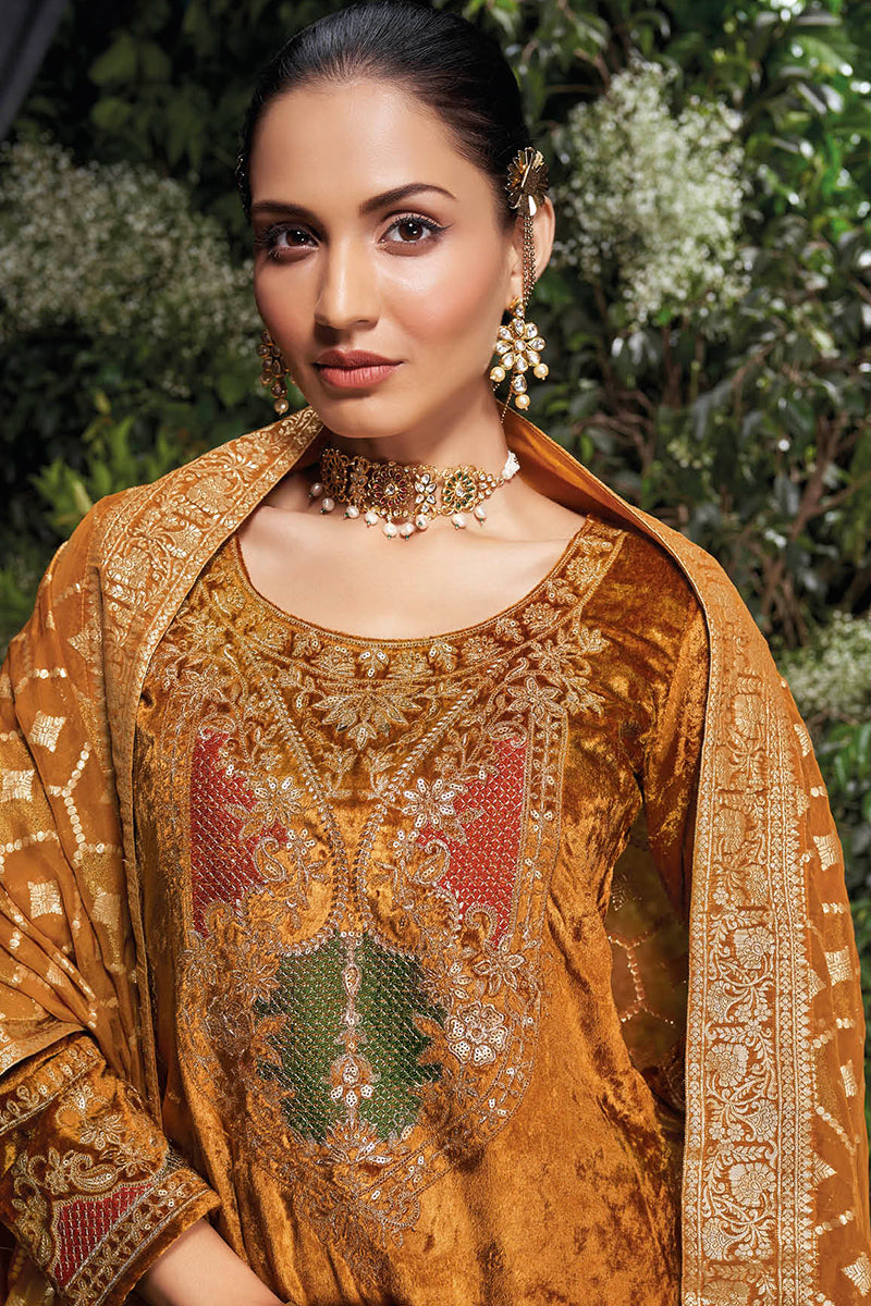 Saanjh Pure Silky Velvet Salwar Suit