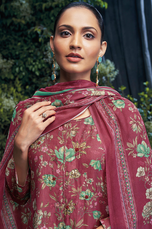 Arisa Pure Bemberg Rose Silk Salwar Suit