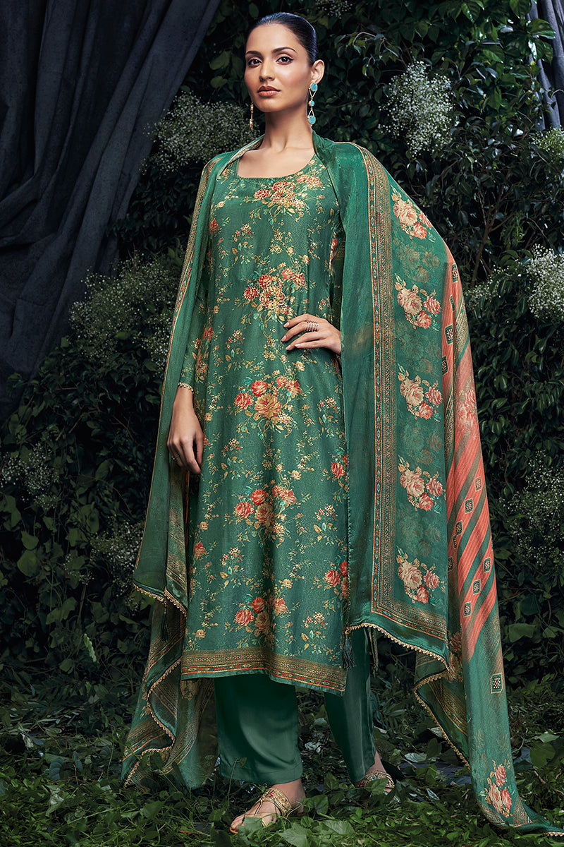 Arisa Pure Bemberg Rose Silk Salwar Suit Design 1082