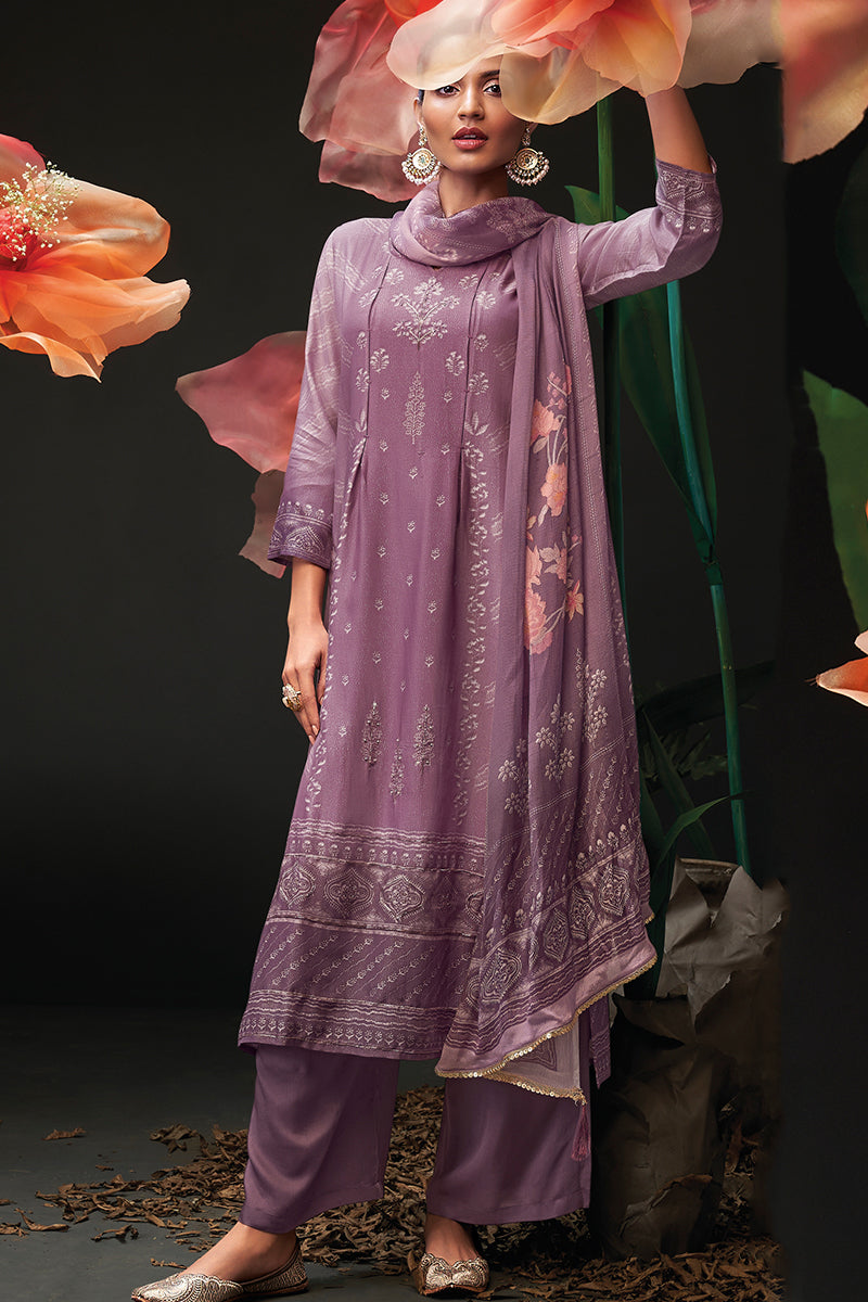 Channel Elegance in a Deep Sapphire Pure Bemberg Salwar Suit