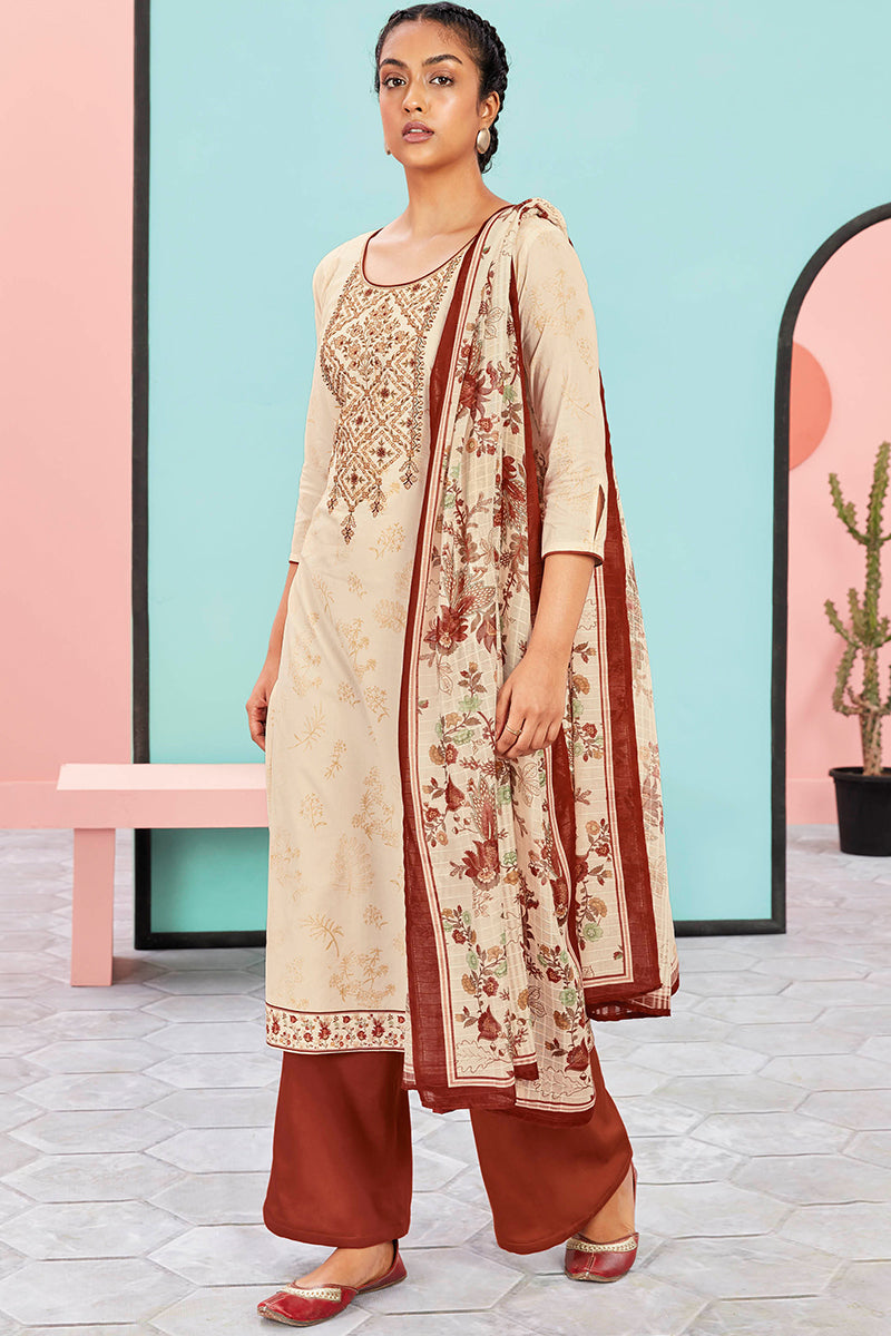 Superior 80's Lawn Cotton Print Embroidered Salwar Suit