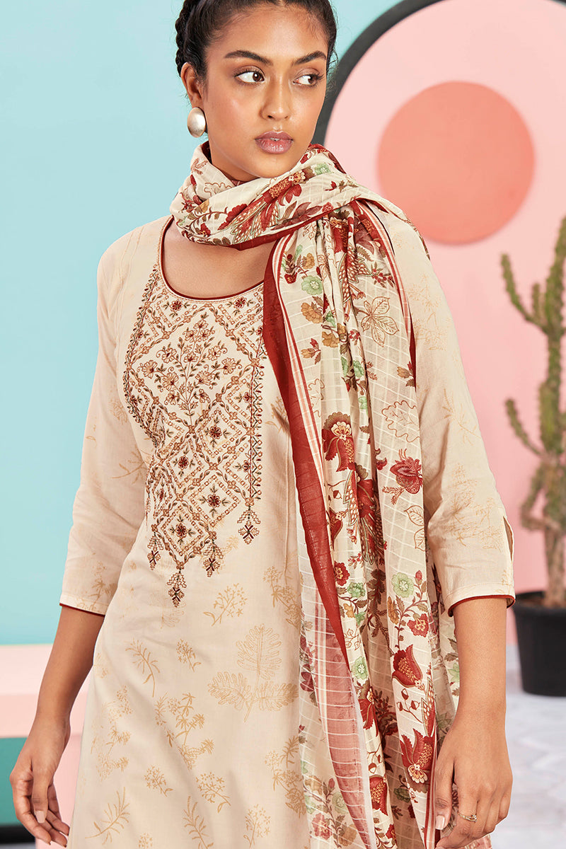 Superior 80's Lawn Cotton Print Embroidered Salwar Suit