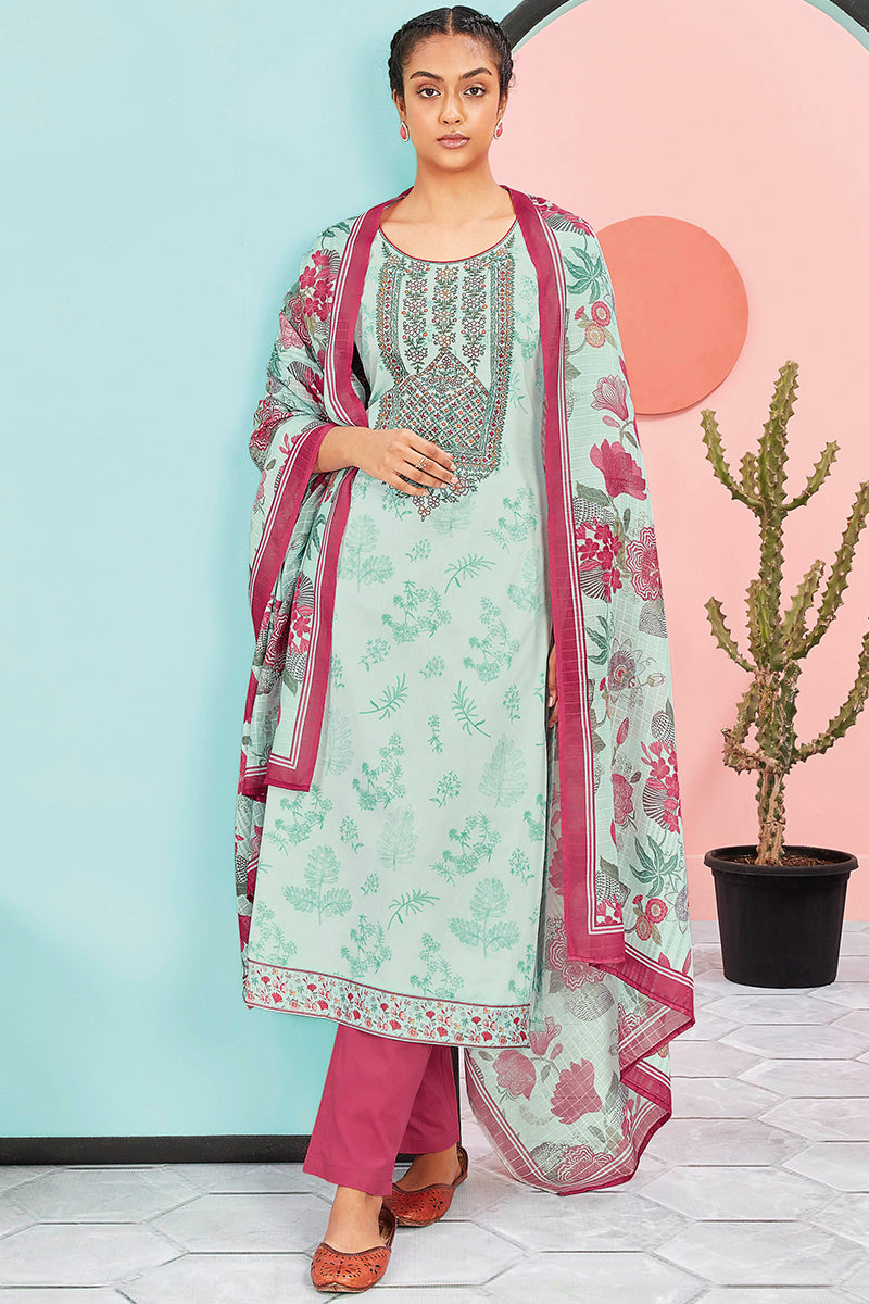 Superior 80's Lawn Cotton Print Embroidered Salwar Suit