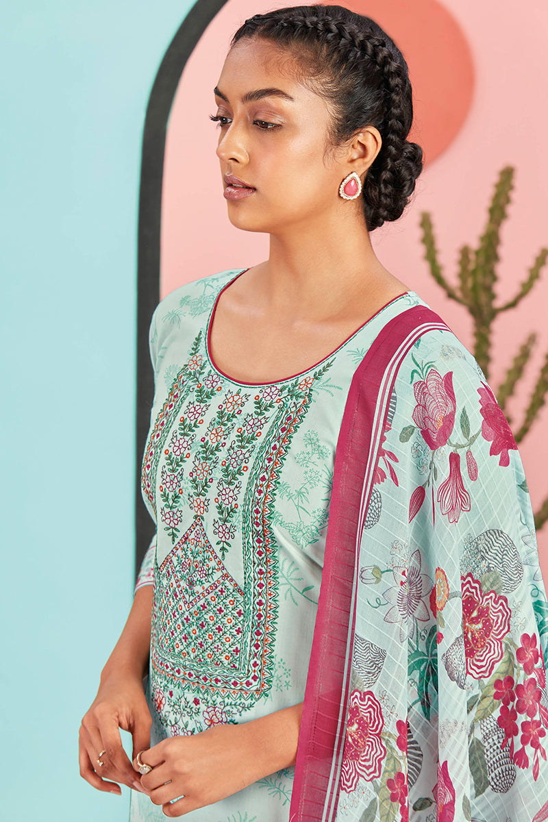 Superior 80's Lawn Cotton Print Embroidered Salwar Suit