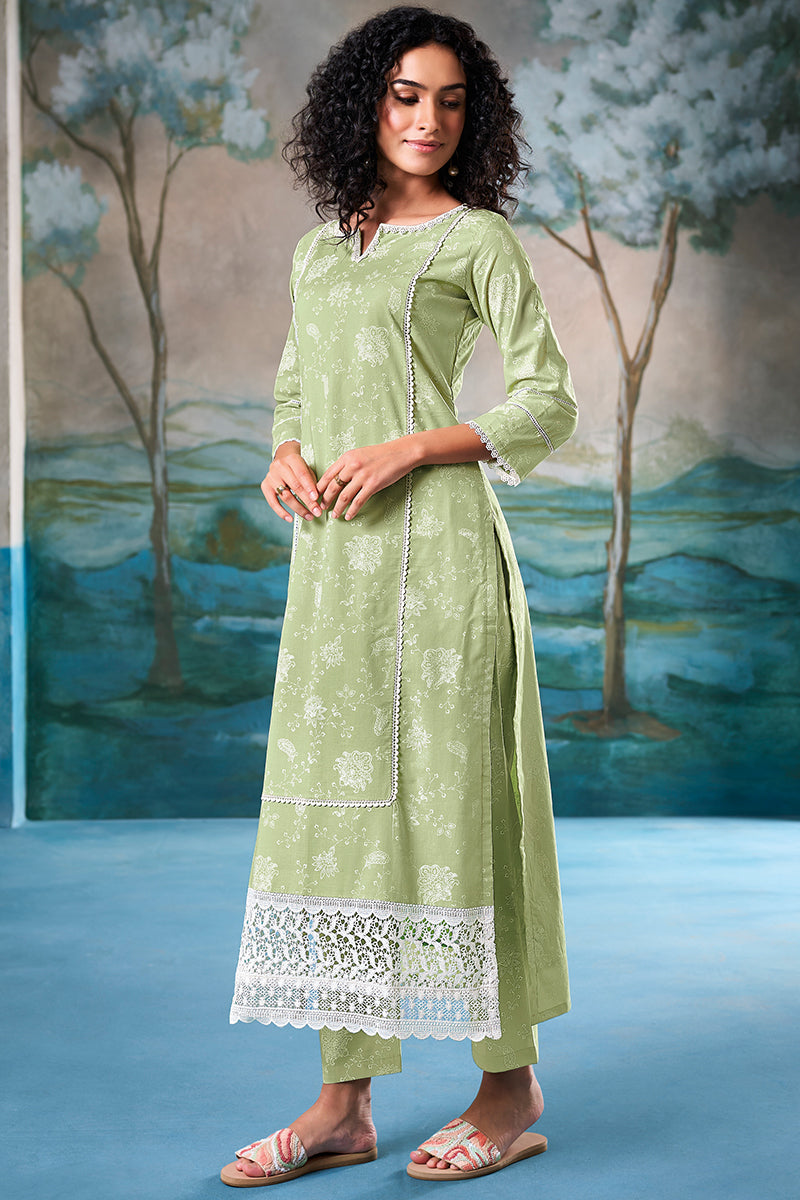 Superior Cotton Block Print Green Co-Ord Set