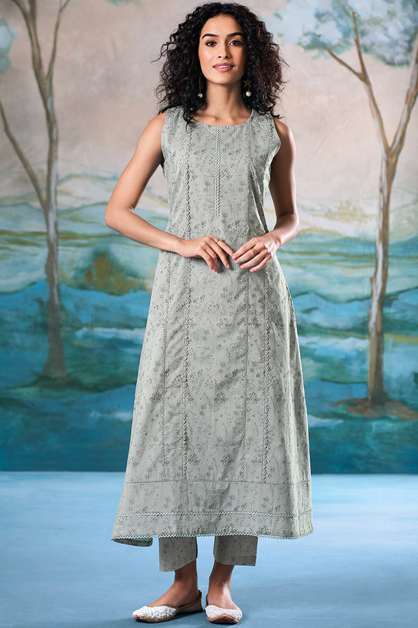 Superior Cotton Block Print Grey Co-Ord Set