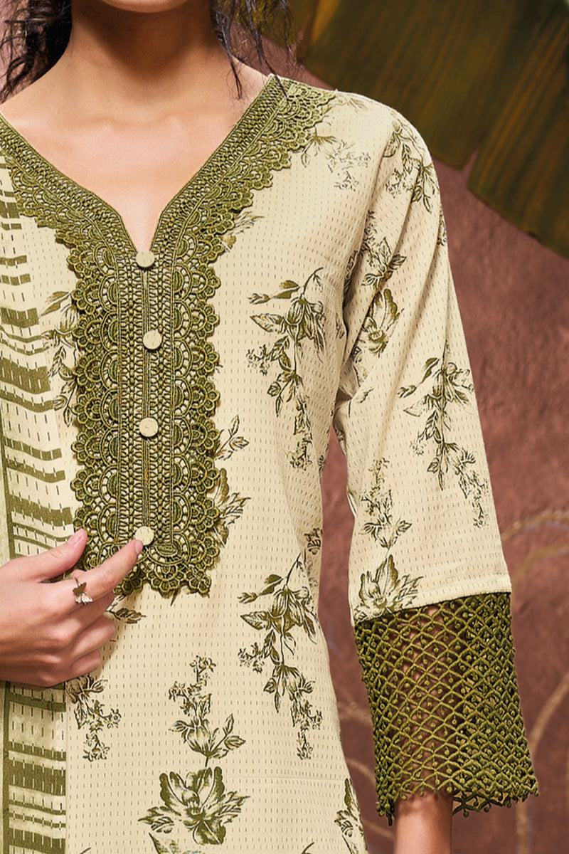 Superior Cotton Block Print With GPO Laces Green Co-Ord Set