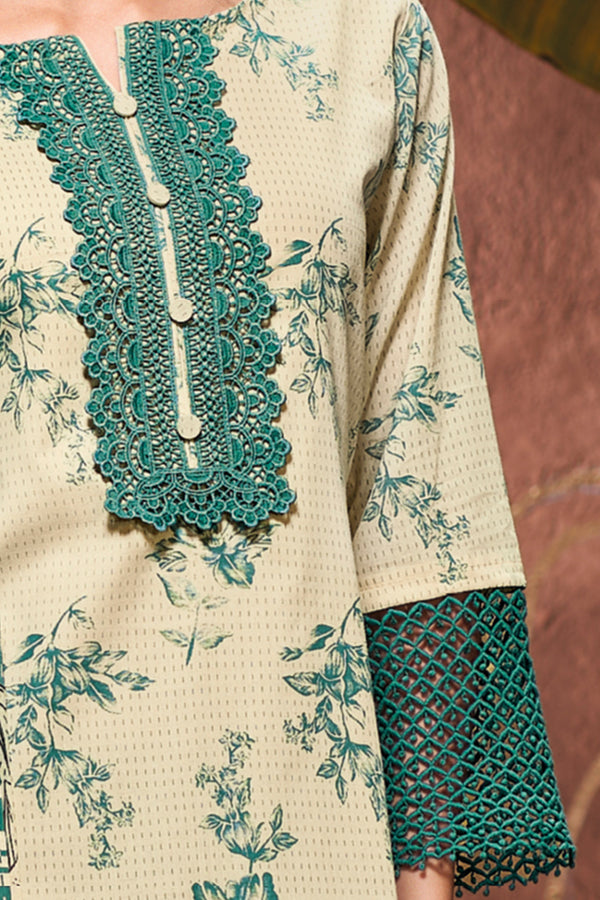 Superior Cotton Block Print With GPO Laces Turquoise Co-Ord Set