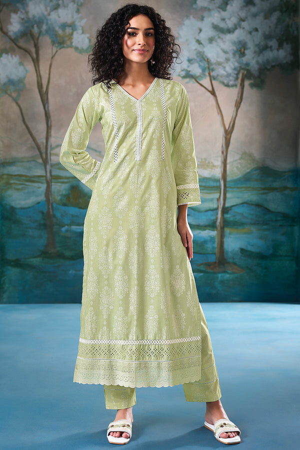 Superior Cotton Block Print Green Co-Ord Set