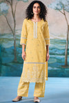 Superior Cotton Block Print With GPO Lace Yellow Co-Ord Set