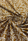 Golden Brown All Over Flowers Printed Pure Cotton Fabric