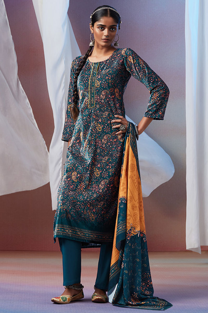 Festival Dark Blue Trouser Suit with Gota Patti LSTV114386