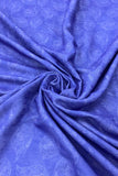 All Over Blue Leaves Digital Printed Pashmina Wool Fabric