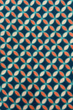 Dark Green Geometry Overlapping Circles Digital Printed Pashmina Wool Fabric