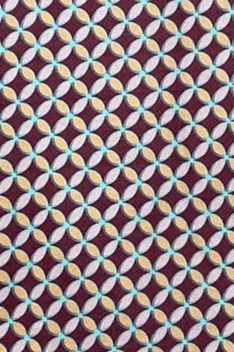 Maroon Geometry Overlapping Circles Digital Printed Pashmina Wool Fabric