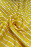 Yellow Viscose Chinon Stripes Digital Printed Fabric