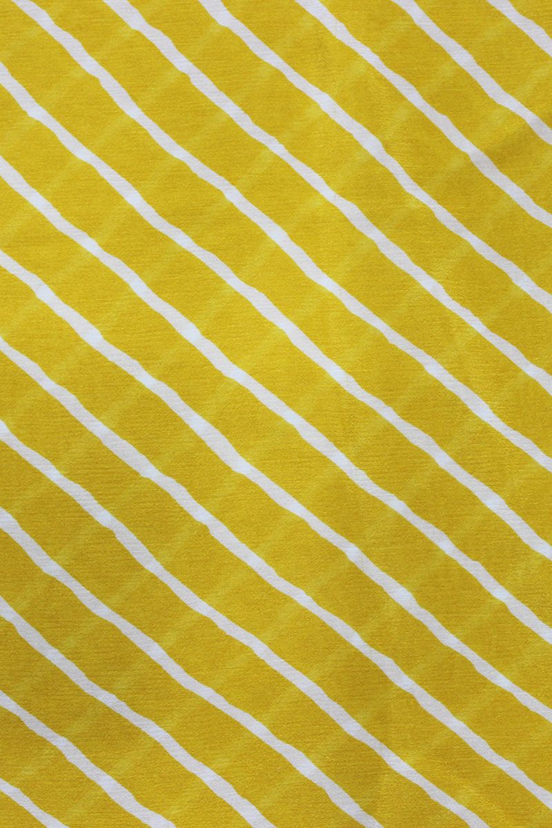 Yellow Viscose Chinon Stripes Digital Printed Fabric