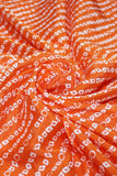 Orange Viscose Chinon Bandhani Stripes Digital Printed Fabric