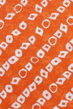 Orange Viscose Chinon Bandhani Stripes Digital Printed Fabric