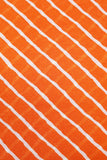 Orange Viscose Chinon Stripes Digital Printed Fabric