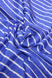 Blue Viscose Chinon Stripes Digital Printed Fabric