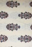 Floral Hand Block Printed Cream Pure Cotton Fabric