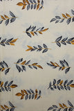 Leaves Hand Block Printed Cream Pure Cotton Fabric