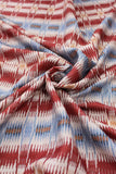 Red-Blue Zigzag Stripes Digital Printed Cotton Slub Fabric