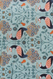 Mint Green Peacock Digital Printed Cotton Slub Fabric