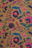 Khakhi Flower Leaves Digital Printed Linen Fabric